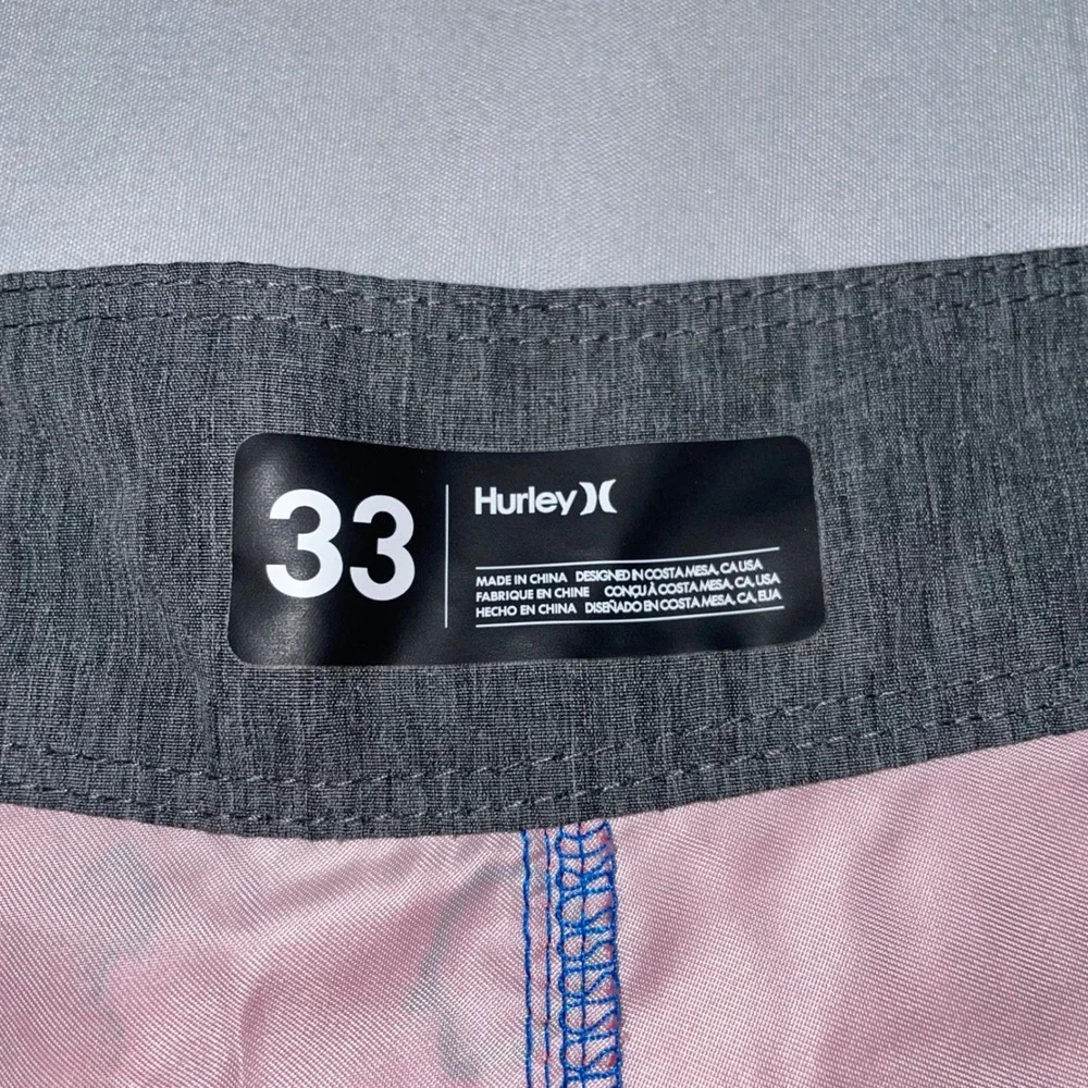 Hurley Mens Board Shorts Size 33 Red Blue Gradient Watercolor Swim